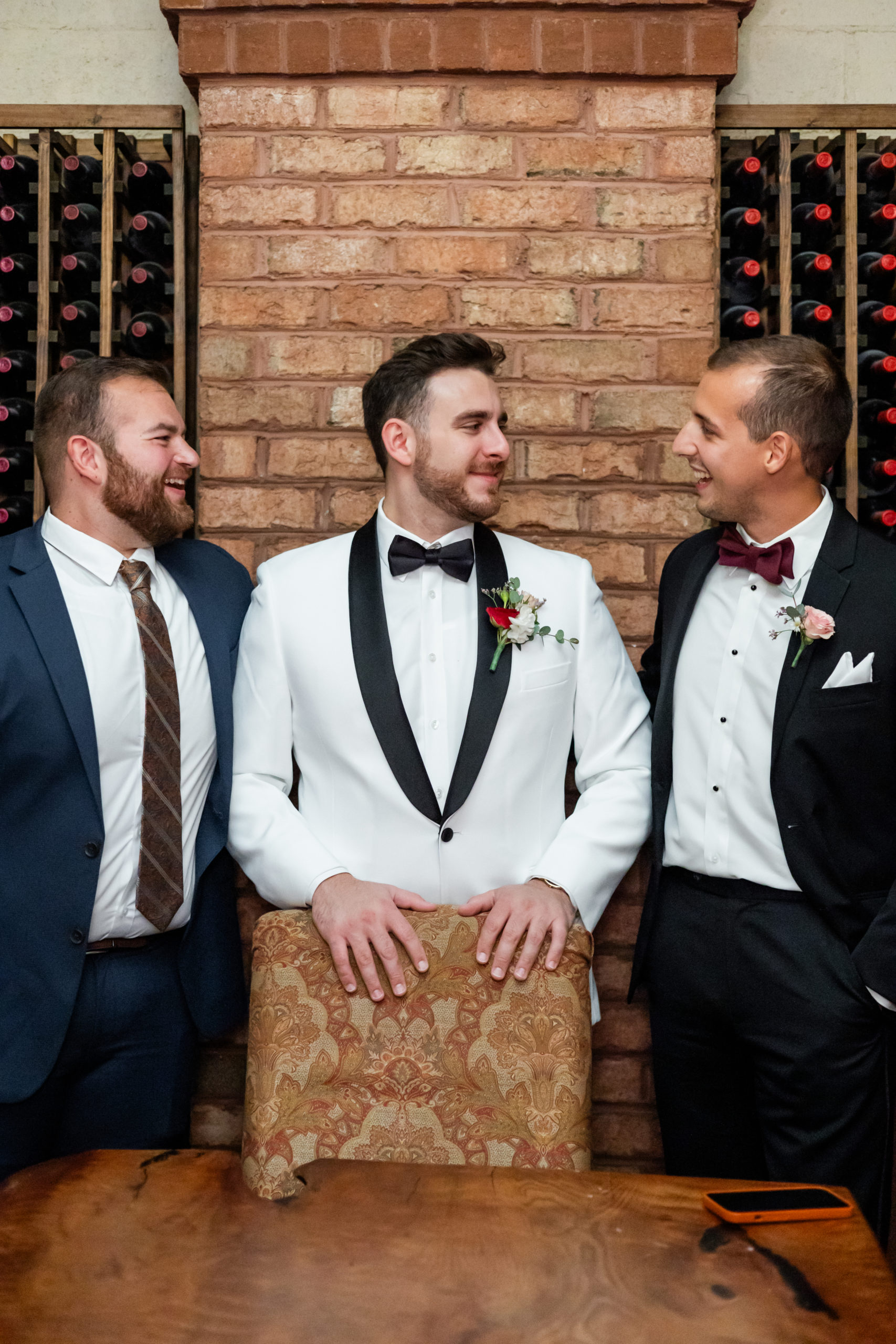 Groomsmen in Library